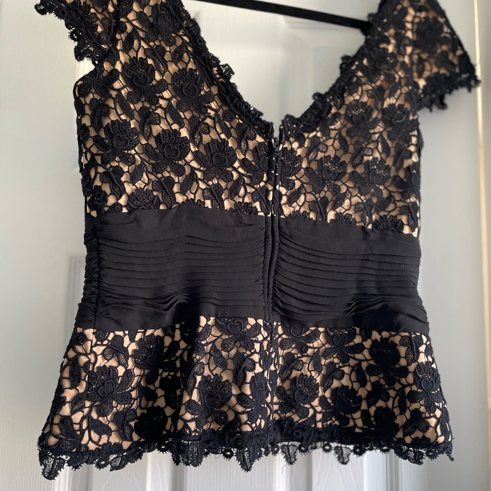 Tadashi black lace top for special occasions Size 8